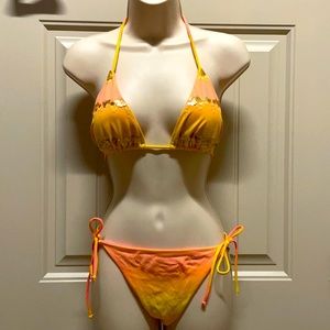 Victoria’s Secret Sunset Orange Sequins Bikini LRG